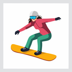 Obraz premium Female snowboarder in winter gear riding a board.