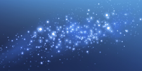 Blue glittering dots, particles, stars magic sparks. Glow light effect. Blue luminous points. Vector particles. © Elena