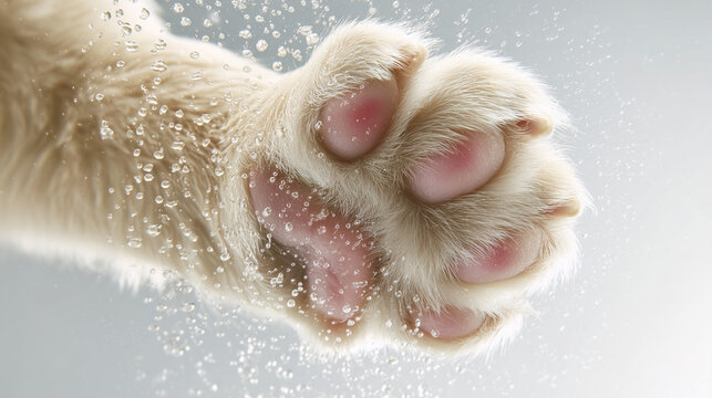 ガラスに触れる茶トラ猫の前足 / Orange Tabby Cat Paw on Glass