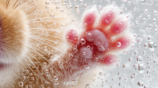 ガラス越しに見えるハムスターの前足 / Hamster Paw Through Glass