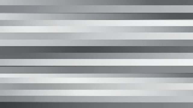 A geometric abstract composition features evenly spaced, horizontal bands of various shades of gray, creating depth and a minimalist aesthetic