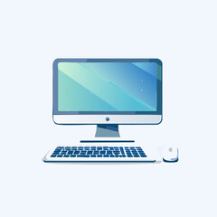Fototapeta premium Modern desktop computer setup with monitor, keyboard, and mouse.