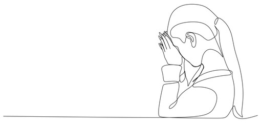 Continuous line vector design of a woman praying on Vesak day eps 2