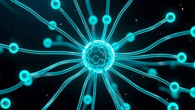 Neuron cell structure with glowing connections
