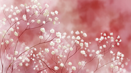 Fototapeta premium コーラルピンクの可憐フローラル背景 / Coral Pink Delicate Floral Background