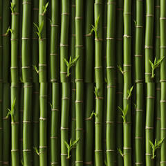 Fototapeta premium Vibrant Green Bamboo Stalks with Fresh New Shoots in a Natural Pattern