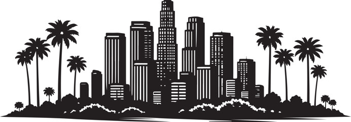 Los Angeles Skyline Silhouette, Vector Illustration, Isolated on White Background © Hin
