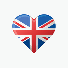 Fototapeta premium Heart Shaped United Kingdom Flag Vector Illustration.