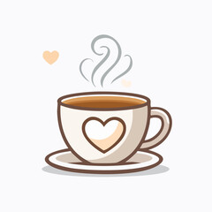 Obraz premium Heart-Adorned Coffee Cup with Steaming Aroma.