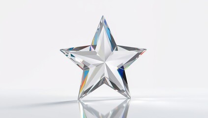 Clear glass star on a white background. Glass Award