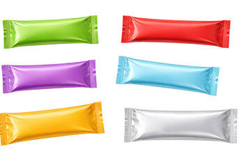 Colorful packets on transparent background
