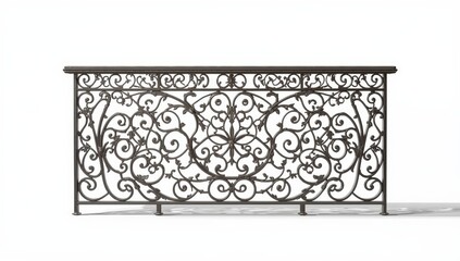 Contemporary cast railings, fence in traditional design. Isolated on white
