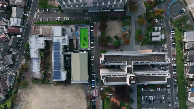 住宅地の真俯瞰ドローン空撮