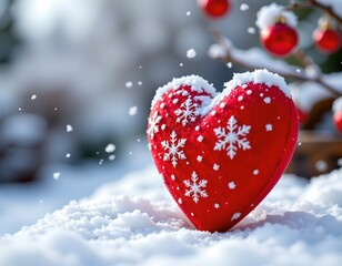 Obraz premium Frozen Heart Winter with Snowflakes and Serene Glow