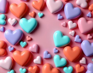 Fototapeta premium Colorful Heart Flat Lay for Love and Celebration Scenes