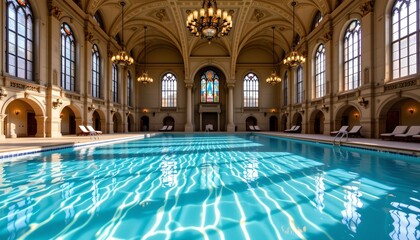 Elegant Indoor Pool Within Historic Cathedral Hall