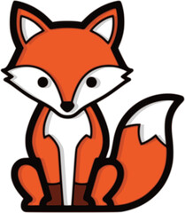 Obraz premium Small cute red fox sitting and looking forward wildlife animal vector illustration