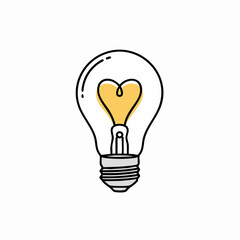 Heart Inside Lightbulb Symbol Concept.