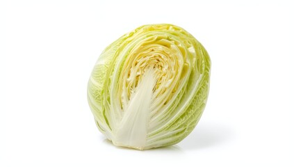 Fototapeta premium Whole napa cabbage with pale and yellow leaves, ideal for Asian dishes, soups, and healthy meals