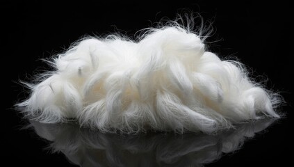 Synthetic material for stuffing pillows and blankets, holofiber, set against a black backdrop