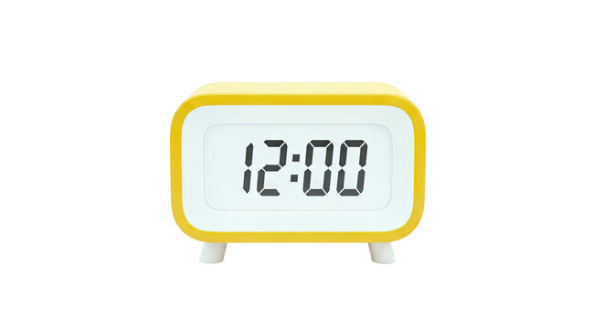 Yellow Digital Alarm Clock Showing 12:00