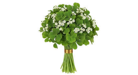 Naklejka premium Lucky Clover and Shamrock Bouquet with White Flowers for St. Patrick's Day, Spring, and Good Fortune