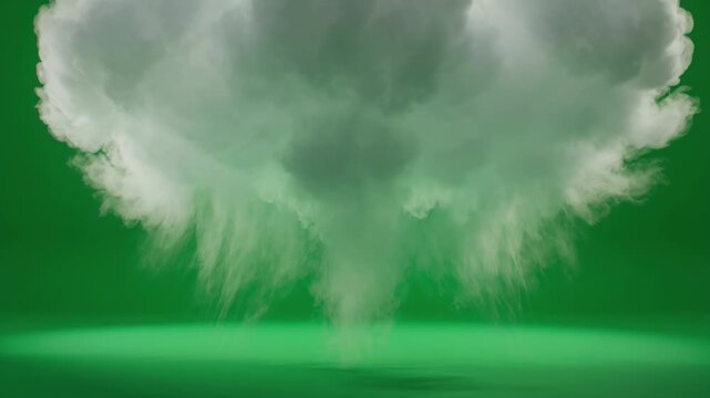 A video showcases a large clump of cotton candy against a vibrant green background in this colorful video