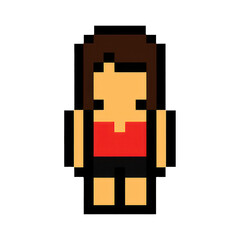 Fototapeta premium PNG Pixelated character in red outfit.