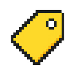 Obraz premium PNG Pixelated yellow price tag icon.