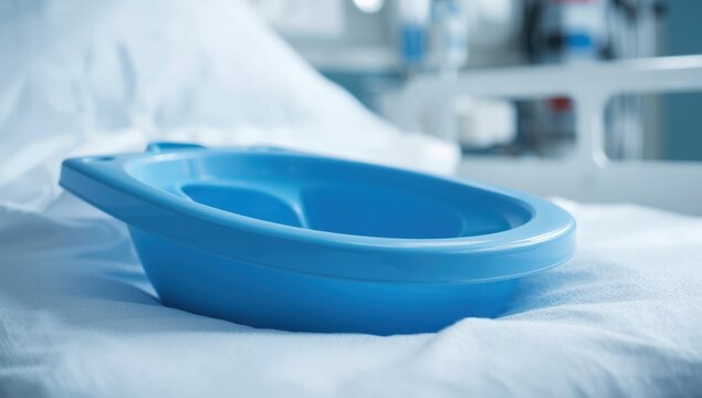 A plastic bedpan is ideal for toileting bedridden patients in healthcare settings. It features side grips for easy lifting and sanitation