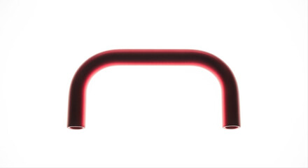 Bent handle with a sleek design isolated on a white background, featuring a subtle red outline and minimalist style