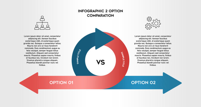 Business infographics. 2 Step circle arrow infographic. Business strategy workflow process infographic elements. Vector illustration editable