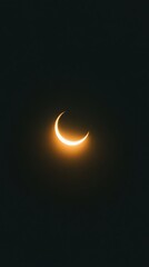 Majestic partial solar eclipse forming a glowing crescent shape against the dark backdrop of the sky, showcasing the celestial beauty and wonder of astronomical events