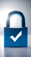 Blue Padlock with Checkmark for Security Success