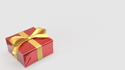Obraz premium Luxury Red Gift Box with Gold Ribbon on White Background 3d render.