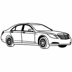 Luxury Executive Car Line Drawing Vector Illustration 