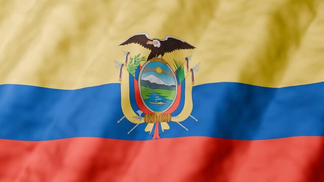 Ecuador National Flag Waving 3D Animation Seamless Loop 4K