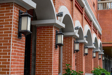 Fototapeta premium Red brick teaching building building of Zhongshan Road Primary School in Nanning, Guangxi, China