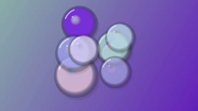 Colorful shiny round objects on purple.