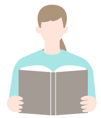本を読む女性の上半身のベクターイラスト