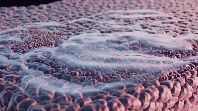 Detailed CGI Visualization of Epithelial Cell Layers Responding to External Stimulus with Soft Lighting