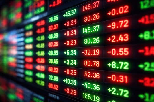 Stock Market Board Displaying Price Changes in Red and Green