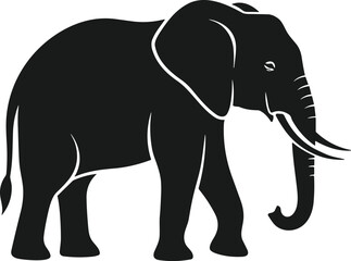 Obraz premium Elephant vector illustration, standing silhouette artwork, wildlife nature design, decorative animal clipart, rustic inspired graphic emblem