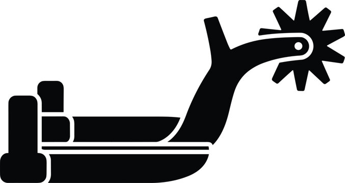 Cowboy spur vector illustration, stylized boot silhouette artwork, western equestrian design, decorative rustic clipart, traditional gear emblem