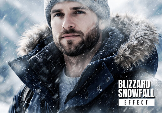 Blizzard Snowfall Portrait Effect Mockup