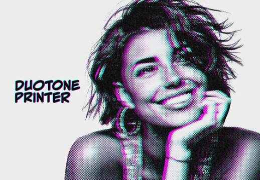 Duotone Printer Effect Mockup