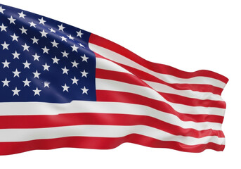 Obraz premium dynamic medium close-up shot of a vibrant usa flag rippling with elegant folds and detailed texture, set against a clean transparent studio background. concept of national pride