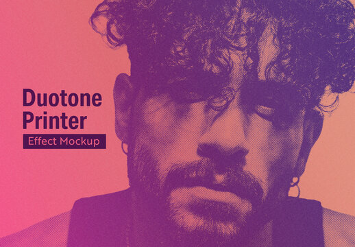 Gradient Duotone Printer Effect Mockup