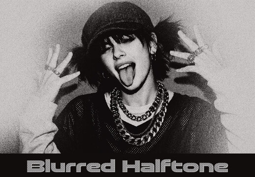 Grainy Blurred Halftone Effect Mockup