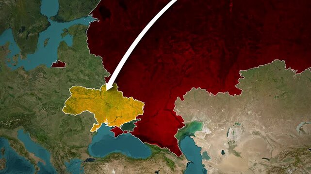 Geopolitical map animation of the ongoing military conflict between Ukraine and Russia